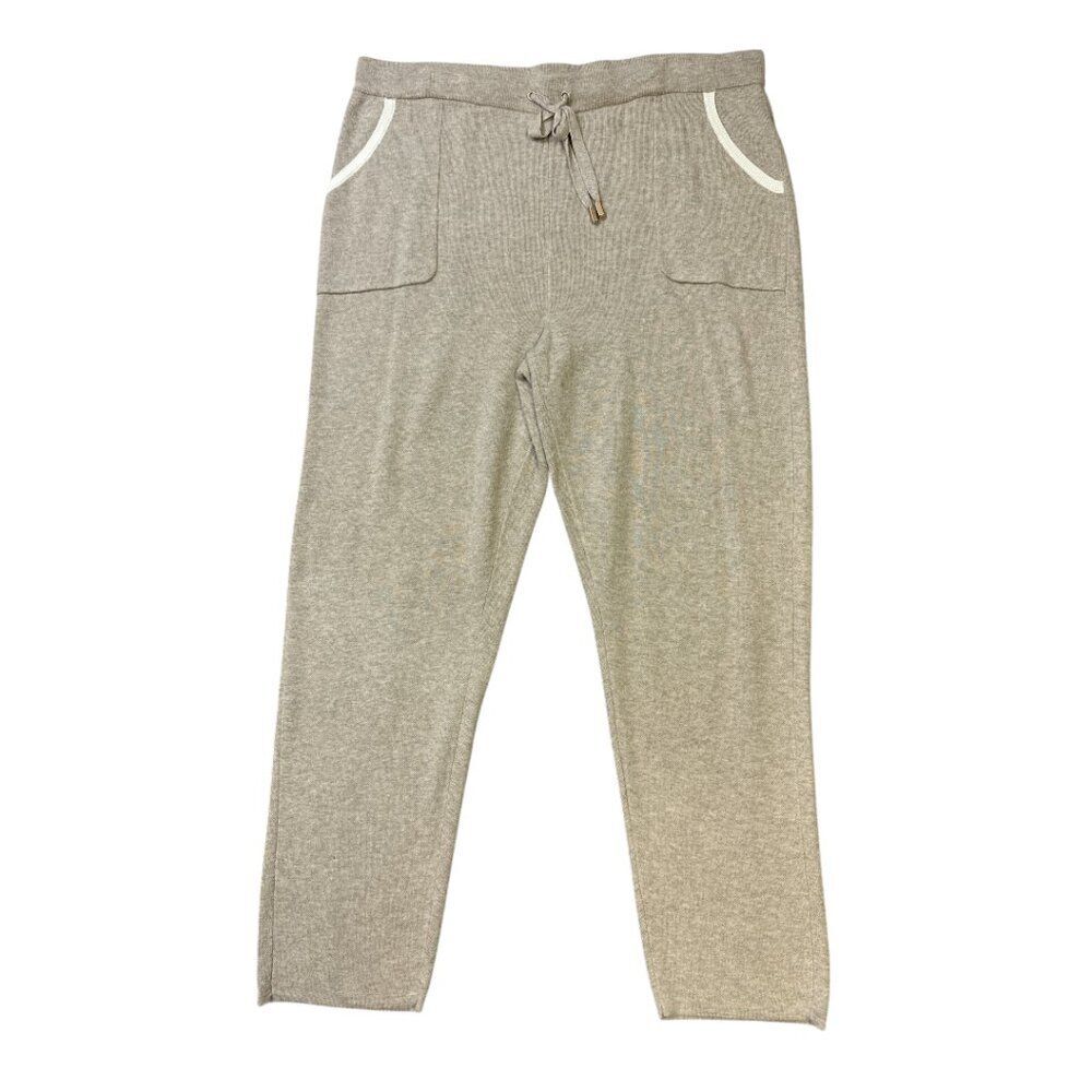 Chico's Zenergy Pants Cashmere Cotton Blend Beige Sz 2R L NWT Knit Pull On Soft